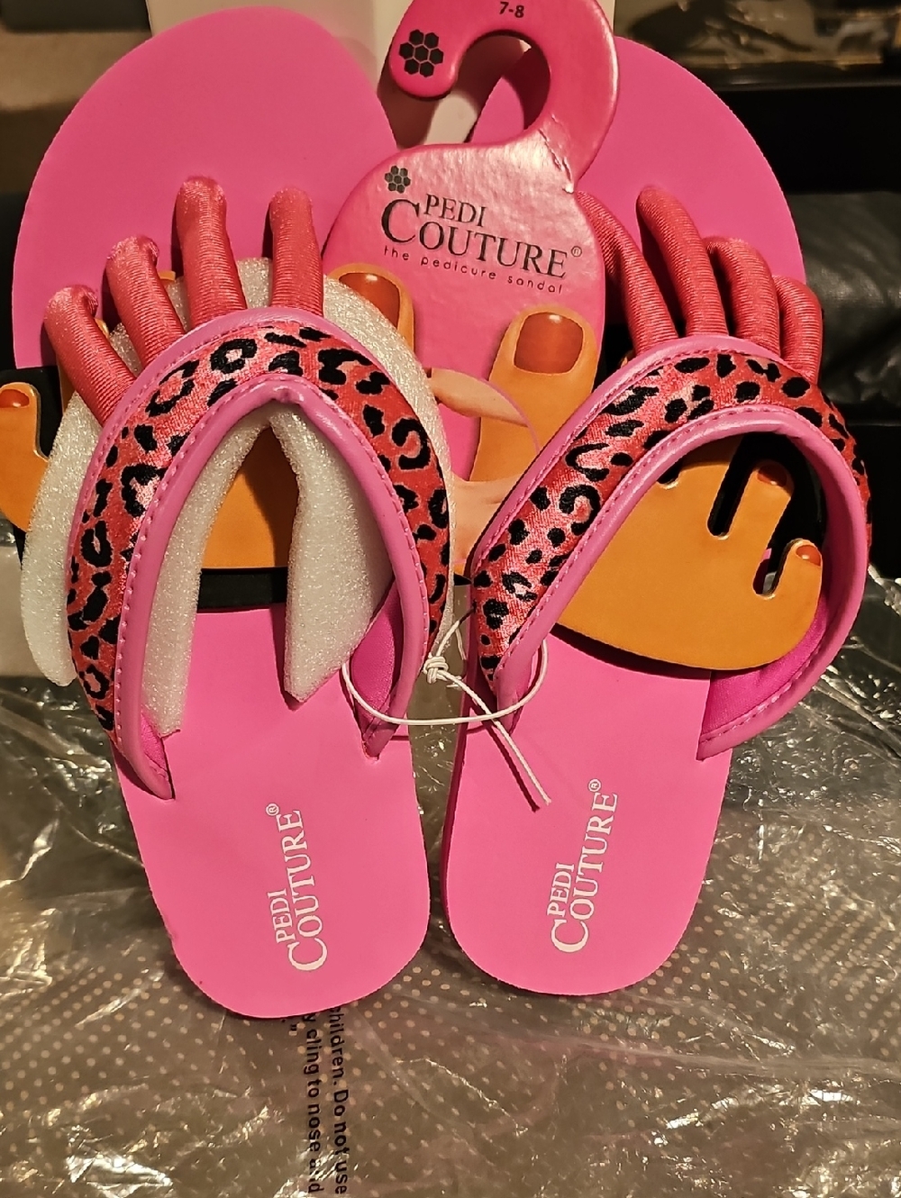 NEW Pedi Couture Pink Leopard Pedicure Sandals..size M (7-8)